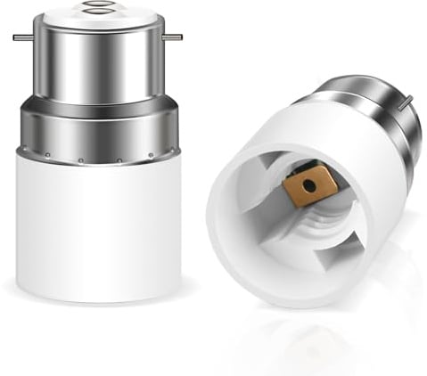 B22 to E14 Socket Converter, Bayonet to Small Screw Socket Adapter, AC 110-240V, BC to SES Lamp Base Adapter, for LED Bulbs, Incandescent, Halogen Bulbs, CFL Bulbs, 2 Packs