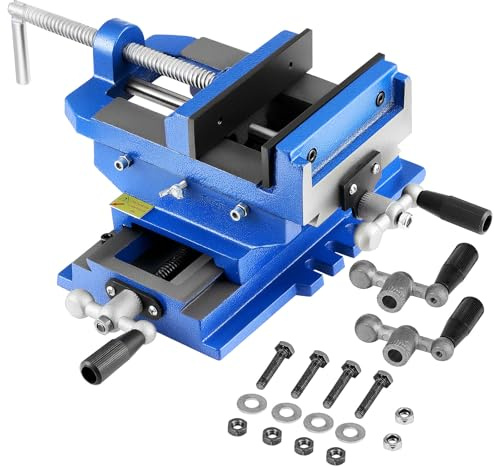 VEVOR Cross Slide Drill Press Vise, 6 Inch Jaw Width, 2 Way X-Y Axis Bench Vise, 5.7 Inch Max Jaw Opening, Heavy Duty Cast Iron, Workbench Vice Clamp, for Woodworking Drilling CNC Milling Machine
