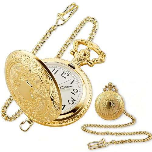 ZYLOUY Taschenuhren, Taschenuhr Mit Kette Herren, Elegante Klassische Taschenuhr Mit Robustem Uhrwerk, Ideal Für Besondere Anlässe, Wie Hochzeiten Oder Geschäftstreffen