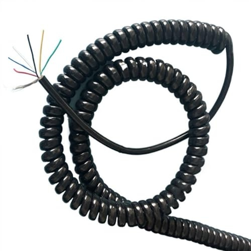 NIRNHYRUR Electric wire 6 Core 22AWG Spiral Telescopic Wire Shielded Cable Stretch 1 Meter 10 Meters 12 Matte Surface Spring(Stretch 6 meter)