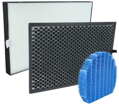 vhbw 3-teiliges Filter-Set kompatibel mit Sharp KC-G60EUW Luftreiniger | HEPA-Filter, Aktivkohlefilter, Befeuchtungselement