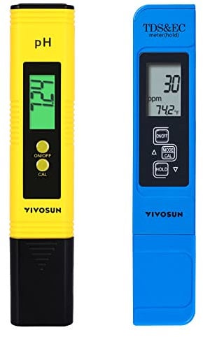 Vivosun pH und TDS Messgeräte-Kombo, 0,05 pH hohe Genauigkeit, Stift-Typ pH-Messgerät ± 2 % Ablesgenauigkeit, 3-in-1 TDS EC Temperaturmesser