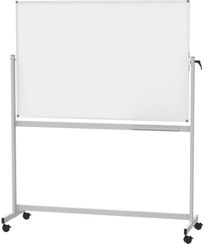MAUL Mobiles Whiteboard MAULstandard 100x150 cm silber drehbar beidseitig | flexibel präsentieren, schnell neu positioniert, zwei Schreibflächen, magnetische Oberfläche, Zubehör griffbereit