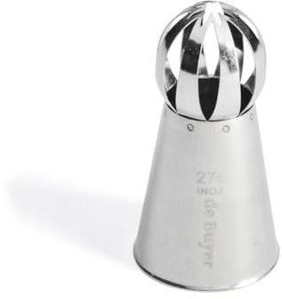 De Buyer - Douille russe à fleur en inox - Larges stries - En Inox, Idéale pour Décorer, Garnir et Remplir, Sans Soudure pour Hygiène Parfaite, S'Adapte aux Poches Pâtissières