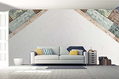Wandtattoo, Vinyl, Mosaik-Optik, farbige Fliesen, ohne Relief, Fototapete, Wandbild, Dekoration, Vinyl 400 x 300 cm