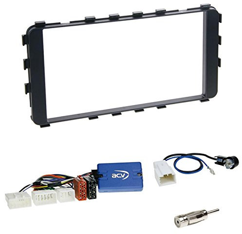 Doppel DIN / 2-DIN Einbaurahmen Radioblende schwarz + China Lenkradfernbedienungsadapter - LFB Interface Radio Adapter Adapterkabel für Toyota Yaris (XP9) 01/2006-10/2011 2/3-türer / 4/5-türer