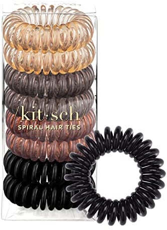 Kitsch Spiral-Haargummis für Frauen – Spiralhaargummis für dickes Haar, Spiralhaargummis ohne Schäden, Haarschlingen & Telefonkabel-Haargummis für dünnes Haar, Spiralhaargummis, 8 Stück (Braun)