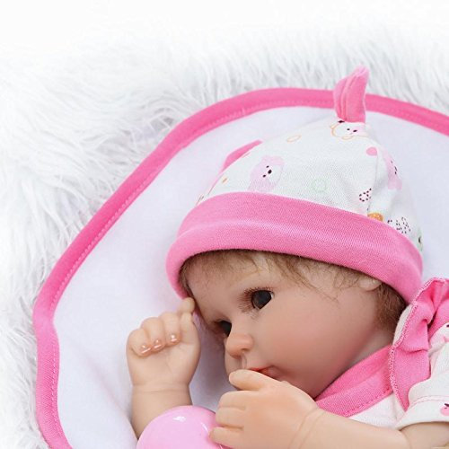 iCradle Schöne Sanfte Berührung 17 43cm Weiches Silikon Lebensechte Puppen Babys Handgemachtes Reborn Baby Mädchen Silikon Vinyl Realistische Puppe Junge (Girl - Eyes Open)