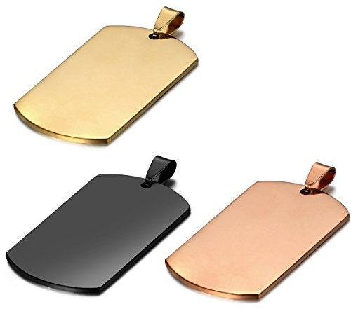 JewelryWe Dog Tag Kette Herren: 3pcs Edelstahl Halskette Männer Militärische Erkennungsmarke Hundemarke Armee Stil Dog Tag Anhänger mit 55cm Kette Geschenk Schwarz Gold Rosegold