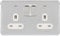 Schneider Electric GGBL3021DWPC Lisse Screwless Deco, Switched Double Power Socket, Double Pole with Neon Indicator, Polished Chrome with White Insert, 13 A