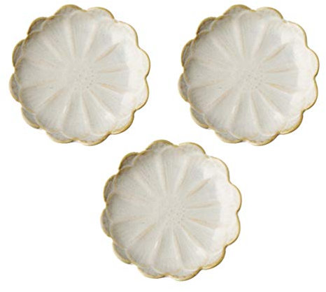 Amosfun 3Pcs Ceramic Dipping Dishes Seasoning Sauce Dishes Flower Shaped Food Plates for Home Restaurant