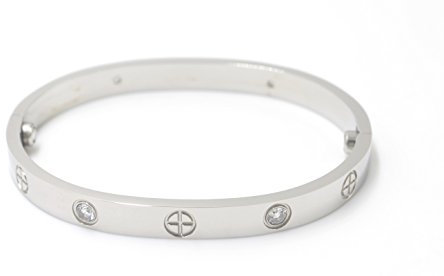 SEFILKO Luxuriöses Liebesarmband aus Vergoldetem Edelstahl im Einfachen Stil für Damen Herren(SilverCZ size 16)