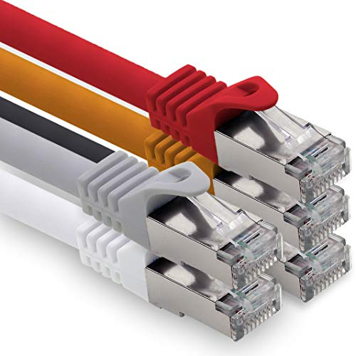 1CONN 2,0m - 5 Farben 01 CAT.7 Computer Ethernet Kabel Netzwerkkabel (Rohkabel) Patchkabel S-FTP LSZH PIMF 10GB s RJ45 Stecker Cat6a