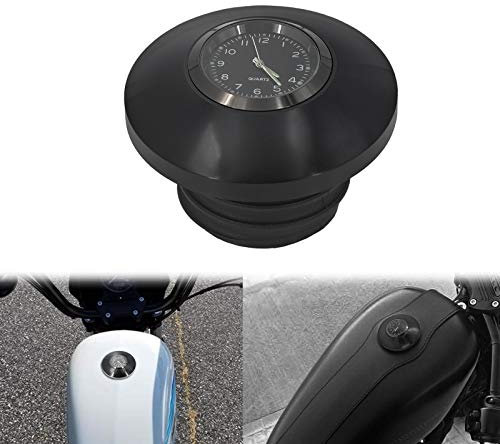 HDBUBALUS Motorrad-Tankdeckel, belüftet, Rechtsgewinde, Gasdeckel mit Uhr, passend für Harley Sportster Dyna Touring Road King Softail Trike Freilauf