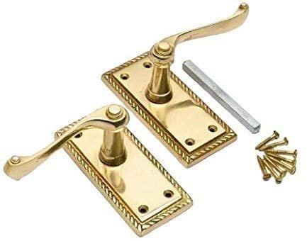 Jiyo.Outdoor Georgian Lever Latch Door Handle Polished Brass Finish 107mm x 48mm