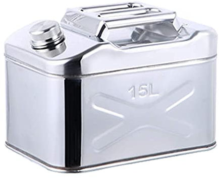 XBSXP Bidon de Carburant Portable 15L en métal, réservoir d'essence en Acier Inoxydable 304 avec Tube de Guidage d'huile, bidon de Rechange Diesel Essence épaissi, 15L
