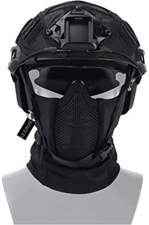 Taktisches Fast Airsoft Paintball Schutz Helm Set, Sturmhauben-Netzmaske mit Vollgesichtsschutz im Ninja-Stil für Wilde Jagd CS-Spiele