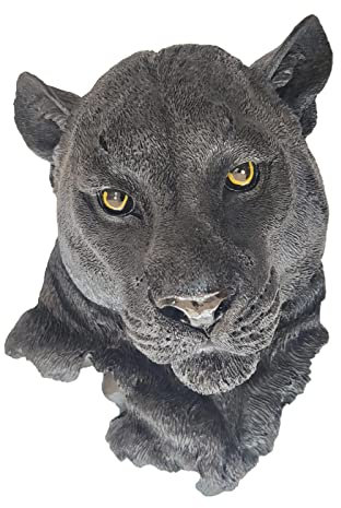 MagiDeal 3D Tierkopf Statue Sammlerstücke Wildtierfiguren für Aufenthaltsraum Home Restaurant, Schwarzer Panther