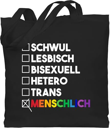 Baumwolltasche - LGBTQ Kleidung Flag - Menschlich - Deine Wahl - Pride - Regenbogen - weiß - Unisize - Schwarz - tasche jutebeutel lgbt beutel csd jutetasche lesbian stofftüten lqbtq stoffbeutel