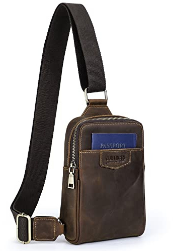 Contacts Herren Unisex Bauchtasche Brusttasche mit Kreditkartenfächern und Reißverschlusstaschen Verstellbarer Gürtelschlinge Crossbody Kleine Umhängetasche für Outdoor Workout Wandern