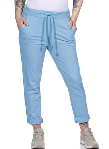 CLEO STYLE Damen Jogginhose im Boyfriend-Style Sweatpants für Freizeit Sport und Fitness Trainingshose aus 100% Baumwolle Loungewear Laufhose Frauen 94