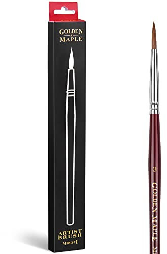 Kolinsky Zobelpinsel, Aquarellpinsel Größe 3, Golden Maple Sable Paint Brushes Fine Tip Detail Paint Brush Artist Sable Brush for Watercolor Acrylic Gouache Ink Painting