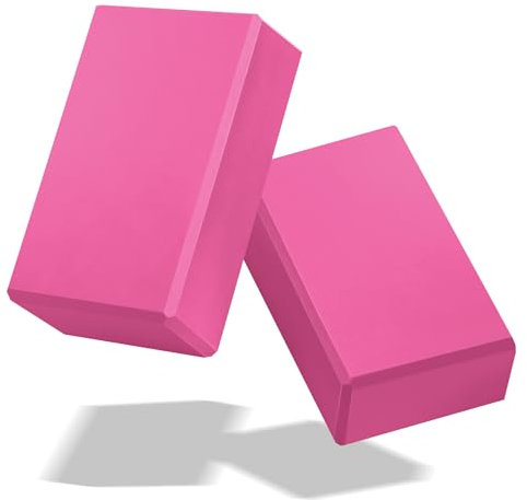 2025 Yoga-Blöcke, 2 Stück, EVA-Schaum, Yoga-Block, stützend, latexfrei, rutschfeste Übungsblöcke, Yoga-Zubehör für Pilates, Meditation, Balance, Stretching und tiefe Posen (Magenta)
