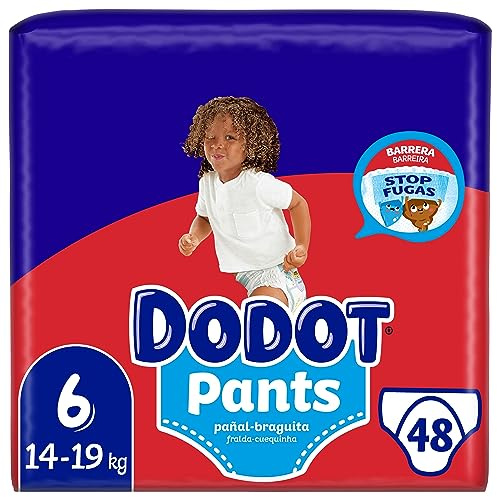 Dodot Pants Windelhöschen Größe 6, 48 Windeln, 14 kg - 19 kg, mit auslaufsicherer Barriere zur Verhinderung von Leckagen von hinten