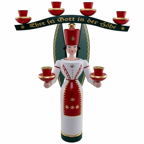 Seiffener Volkskunst Schalling | Engel & Bergmann Lichterfiguren | Erzgebirgsfiguren Weihnachtsfiguren | Glockenengel 29 cm