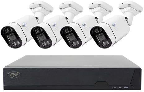 POE PNI House Kit di videosorveglianza IPMAX POE 5, NVR con 4 porte POE e 4 telecamere-IP da 5 MP, 1920p, applicazione XMEye per smartphone e CMS Generale per Windows, classificazione IP66