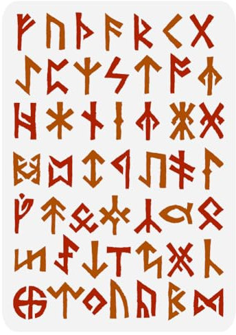 FINGERINSPIRE Wikinger Runen Malschablone 21x29.7 cm Wiederverwendbare Alte Alphabet Schablone Wikinger Thema Runen Muster Bastelschablone Zum Malen Auf Wand Holzmöbel Heimdekoration Heimdekoration
