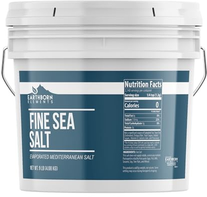 Earthborn Elements, Fine Sea Salt, 9 Lb