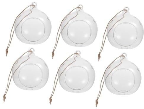 LIFKOME 6 Pack Tealight Candle Holder Hanging Glass Globe Stylish Decorative Hanging Vase for Home Office Event Candle Light Holder