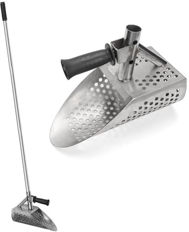 Pala para Arena con Detector de Metales, Cuchara de Arena para Detectar con Mango Largo Acero Inoxidable de Mano Metal Detecting Scoop para Cazar Tesoros Adultos