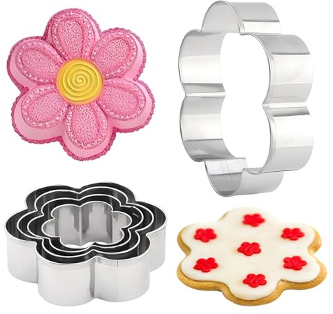 Set mit 5 Flower Cookie Cutters, Cookie Cutter in the Shape of 5 Different Sizes