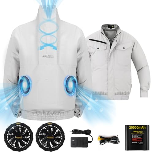 MIDIAN 30V Air Cooling Jacket, 20000mAh Large Capacity Cooling Clothes with Fan Body Cold Apparel for Working Cycling Outdoor
