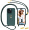Anfire Handyband kompatibel mit iPhone 15 Hülle mit Band, MoEvn für iPhone 15 Necklace Handyhülle mit Kordel für zum Umhängen Herz Muster Silikon Case Stoßfeste Schutzhülle mit Abnehmbar Kette, Grün