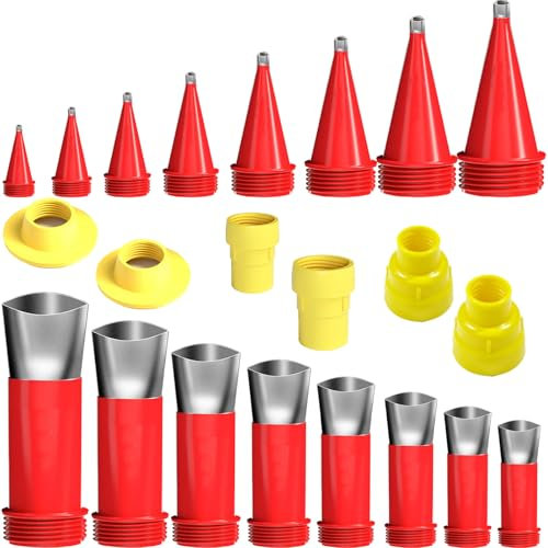 wzkhlsy 22 Pezzi Kit di Beccuccio Silicone per Calafataggio, Pistole di Silicone Attrezzi Per Calafataggio Ugello, Beccucci per Cartuccia in Silicone Acciaio Inossidabile