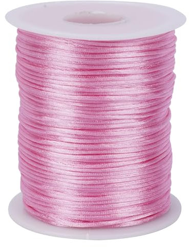 Luabue 1,5mm x 100m Cordoncino in Nylon Satinato Colori Filo di Cera per Braccialetti, Durevole Arcobaleno Filo per Fare Gioielli DIY, Bracciali, Collane, Artigianato, Decorazioni (Rosa)