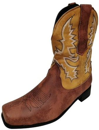 Generico Scarpe Tacco Donna Stivali Donna Estivi Traforati Stivali da cowboy ricamati taglie forti per uomo Stivali romani con punta quadrata Stivali Biker Donna Stivaletti Donna Platform (Yellow, 40)