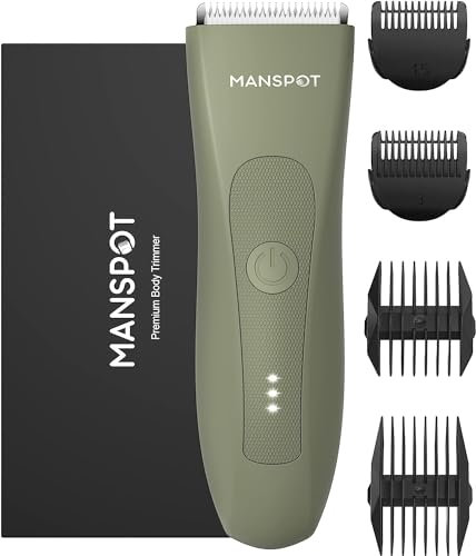 Manscape Pubic & Body Hair Trimmer for Men, Electric Ball Trimmer Body shavers for Men, Hypoallergenic Ceramic Blade, Waterproof Wet/Dry Groin & Pubic Shaver Groomer, 20 Times Usage (Green)