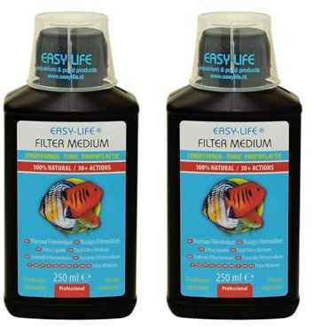 Easy Life Filter Medium 2er Set – 250 ml Wasserpflege für Aquarien, verbessert Wasserqualität, reduziert Schadstoffe, unterstützt Filterleistung, sorgt für klares Aquariumwasser