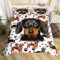 ZZTBQ Hund Tiermotiv Bettwäsche-Set für Kinder 135x200 2teilig Hundepfotenabdrücke Kinderbettwäsche 1 Bettbezug 135x200 cm + 1 Kissenbezüge 80X80 cm, Braun Schwarz Dackel-Hundemuster Bettwäsche-Sets