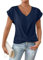 T Shirt Femme T-Shirt Femme Top Col V T-Shirt Blanc Femme Haut Sport Femme Tee Shirt Coton Femme Tee Shirt Femme Rouge Vente en Ligne Bleu foncé XL