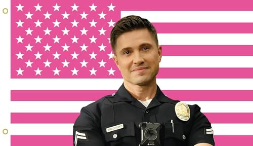 MAGJIUKE Tim Bradford American The Rookie Flag Wall Tapestry,Pink Eric Winter Wall Hanging Decor for Bedroom,3x5 Ft