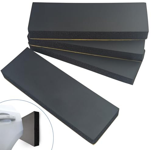 Sudnsadaks Mousse Protection Garage 4PCS, 30 x 10 x 3 cm Autocollante Protection Mur Garage pour Voiture, Shockproof Plaque Mousse, Prévention des Voitures et des Collisions (Black)