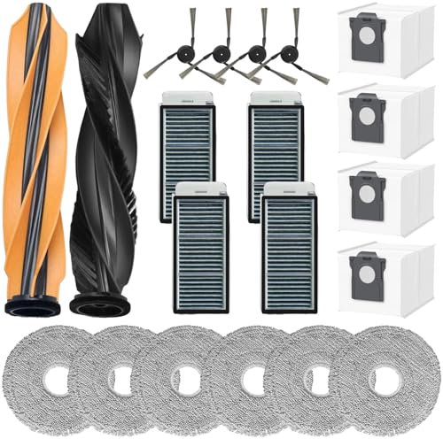 Kit d'accessoires de 20 pièces pour aspirateur robot Dreame X50 Ultra/ X50 Ultra Complete/X50 Master/L50 Pro Ultra/L50 Ultra, 2 brosses à rouleaux, 6 serpillères, 4 filtres HEPA, 4 sacs à poussière, 4