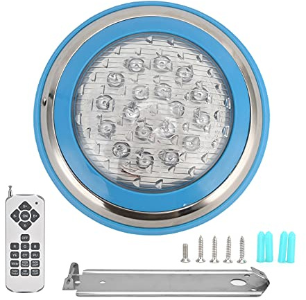 AKLOSIPY Luz de la Piscina LED RGB Portátil con Control Remoto IP68 Stainl Steel Design (54W)