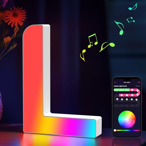 Cpeelsdo LED Buchstaben Lichter Alphabet RGB Farblich, Led Leuchtbuchstabe mit USB-Netzteil, APP-Kontrolle, Dimmbar, Dekoration für Geburtstag Weihnachten Hochzeit Party Valentinstag - Buchstaben L
