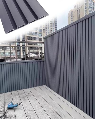 ENHEN Sichtschutz Zaun Anpassbarer WPC-Lamellenzaun für Den Hinterhof, Splitterfreie Temporäre Hundebarriere, Wetterfeste Sichtschutzabdeckung für Apartments und Parks(21.6cmx182cm/0.7ftx6ft)